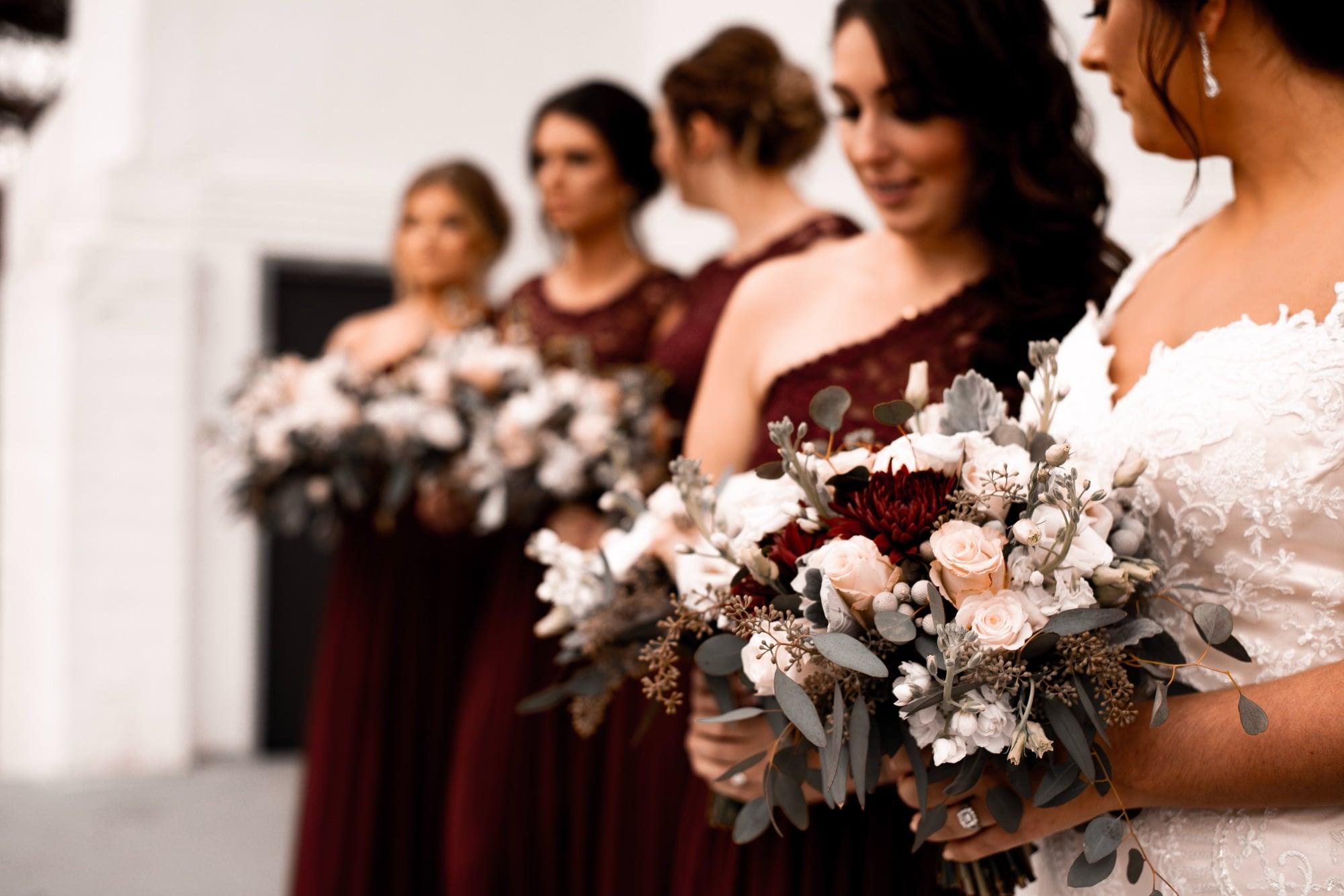 autumnal burgundy bridesmaid dresses