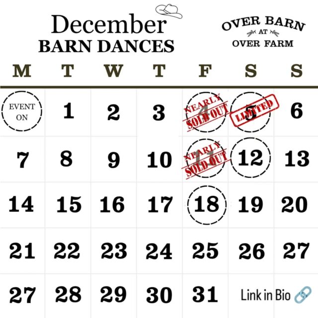 We are taking Christmas Barn Dance bookings 🎄🤠

🎟️ Over 200 tickets SOLD already! 🎟️

Thinking of booking your Christmas work party? Or fancy rounding up the girls for a festive night full of dancing, music, and plenty of laughs? 🥂💃

Now’s the time to get booked in before you miss out! 

Here’s what’s waiting for you at our Christmas Barn Dance:

🥂 Bubbles on arrival to kick off the celebrations!

🍛 Our famous turkey curry – a festive favourite!

🍰 Festive dessert platters to satisfy your sweet tooth.

☕ Unlimited hot drinks to keep you cosy throughout the evening.

🎻 Live music from a fantastic Ceilidh band, who’ll teach you all the moves you need to know – no dancing experience required!

🎧 And when the band finishes, our DJ will keep the party going with a disco until midnight!
 So get those dancing boots on and get ready to dance the night away! 

Whether it’s a work Christmas party, a girls’ night out, or simply an excuse to get everyone together, it’s guaranteed to be a night full of festive fun, laughter, and dancing! 🎅🎶

Link in bio to book your places!

Let’s make this Christmas one to remember! 🎄🥂🤠